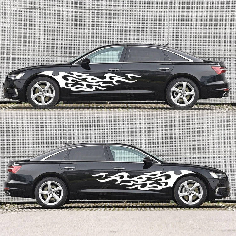 2 PCS/Set D-969 Flame Pattern Car Modified Decorative Sticker(White)