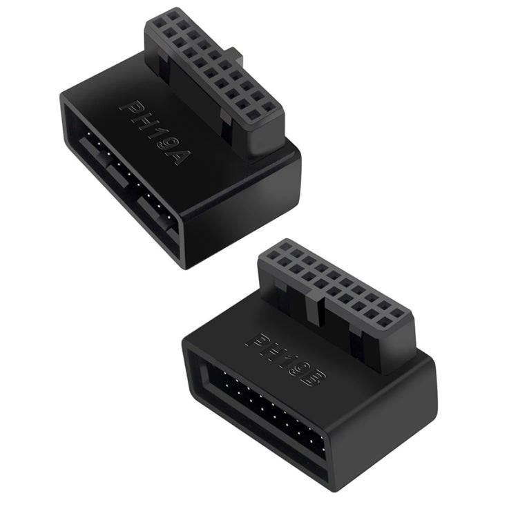 10 PCS 3.0 19P 20P 90 Degree Motherboard Male To Female Extension Adapter, Model: PH19A