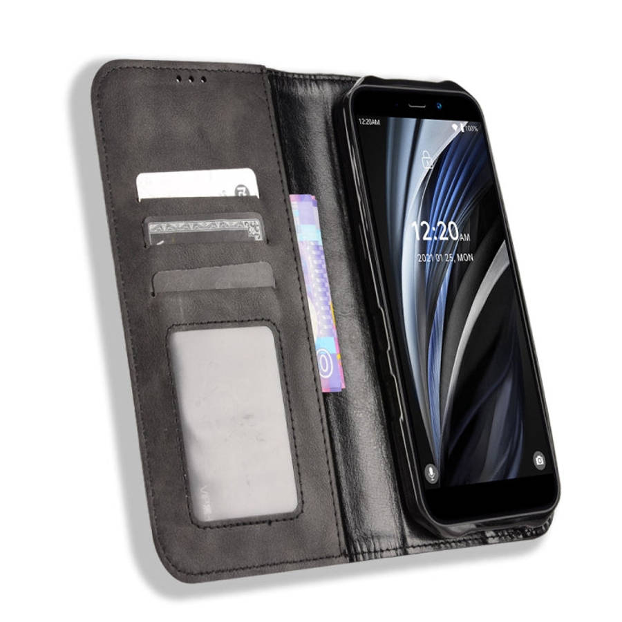 For Oukitel WP12 / WP12 Pro Magnetic Buckle Retro Texture Leather Phone Case(Black)