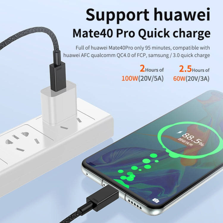 100W USB-C / Type-C to USB-C / Type-C Fast Charging Data Cable, Length:0.5m(Black)