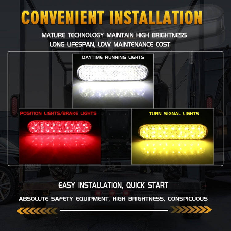 2 PCS 24LED Reflector Brake Light Turn Signal Light(White Shell Yellow Light)