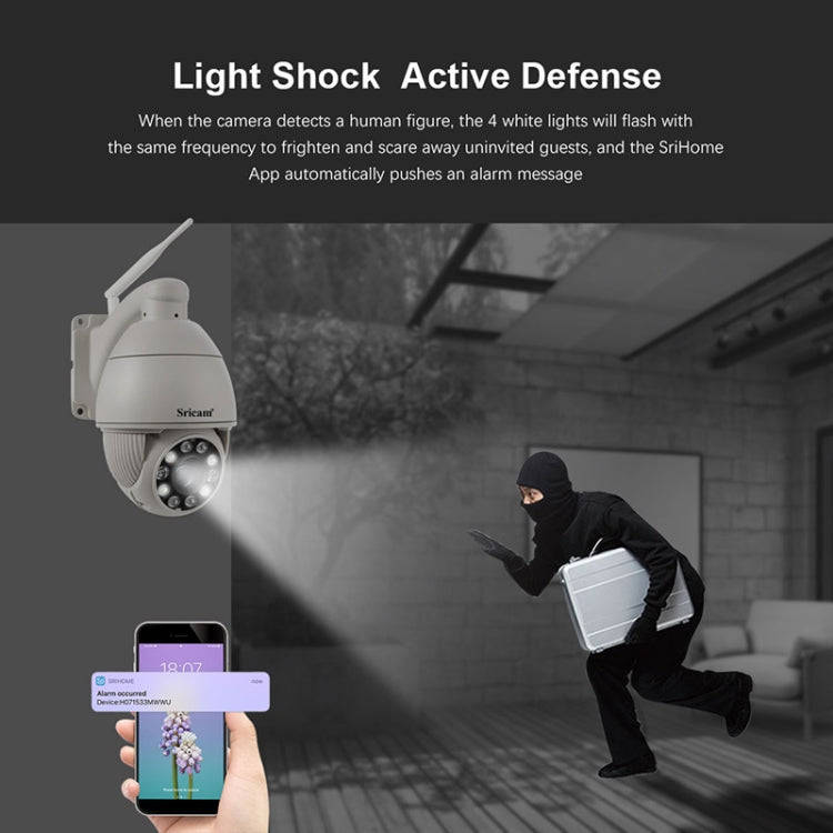 Sricam SP008C 5MP 10X Zoom IP66 Waterproof CCTV WiFi IP Camera Monitor, Plug Type:US Plug(White)