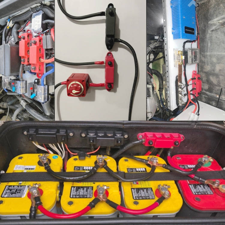 Red M8 Stud RV Ship High Current Power Distribution Terminal Block with Accessories