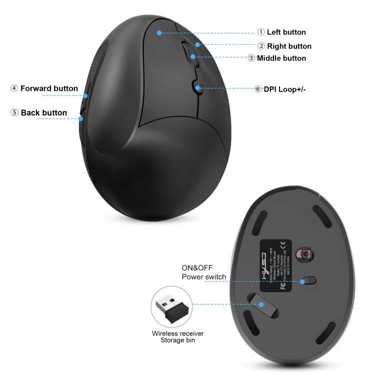 X10 2.4G Wireless Rechargeable Vertical Ergonomic Gaming Mouse(Black)