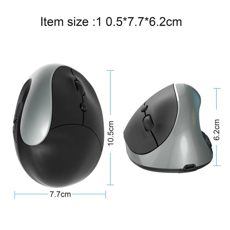 X10 2.4G Wireless Rechargeable Vertical Ergonomic Gaming Mouse(Grey)