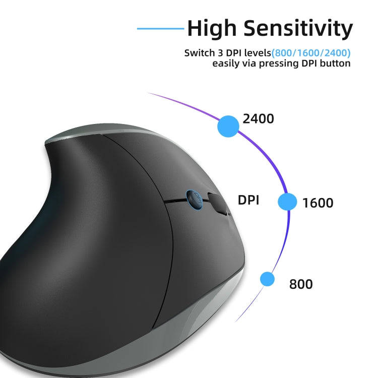 X10 2.4G Wireless Rechargeable Vertical Ergonomic Gaming Mouse(Grey)