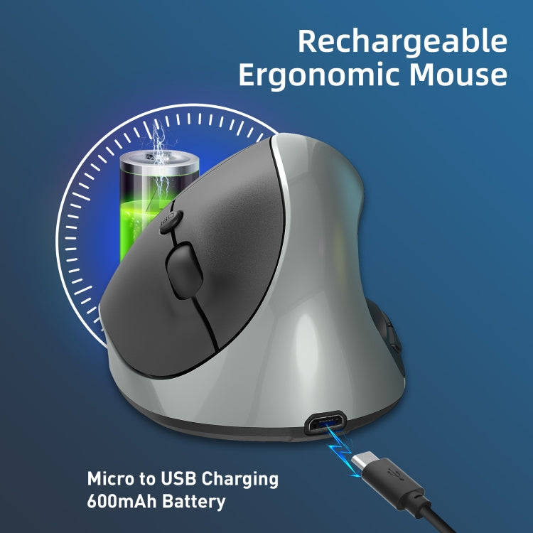 X10 2.4G Wireless Rechargeable Vertical Ergonomic Gaming Mouse(Grey)