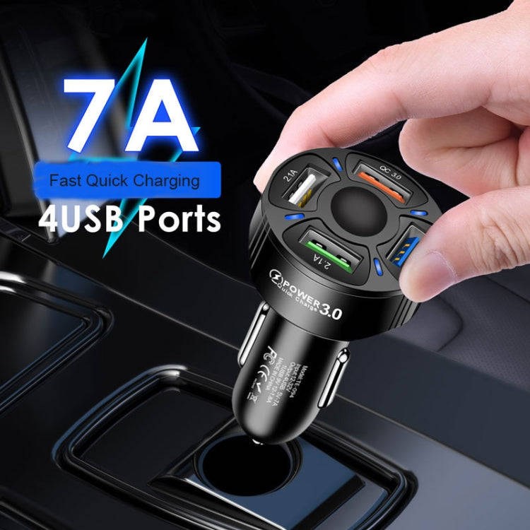 TE-094 4 in 1 Cigarette Lighter Conversion Plug Multi-function USB Car Fast Charger(Black)