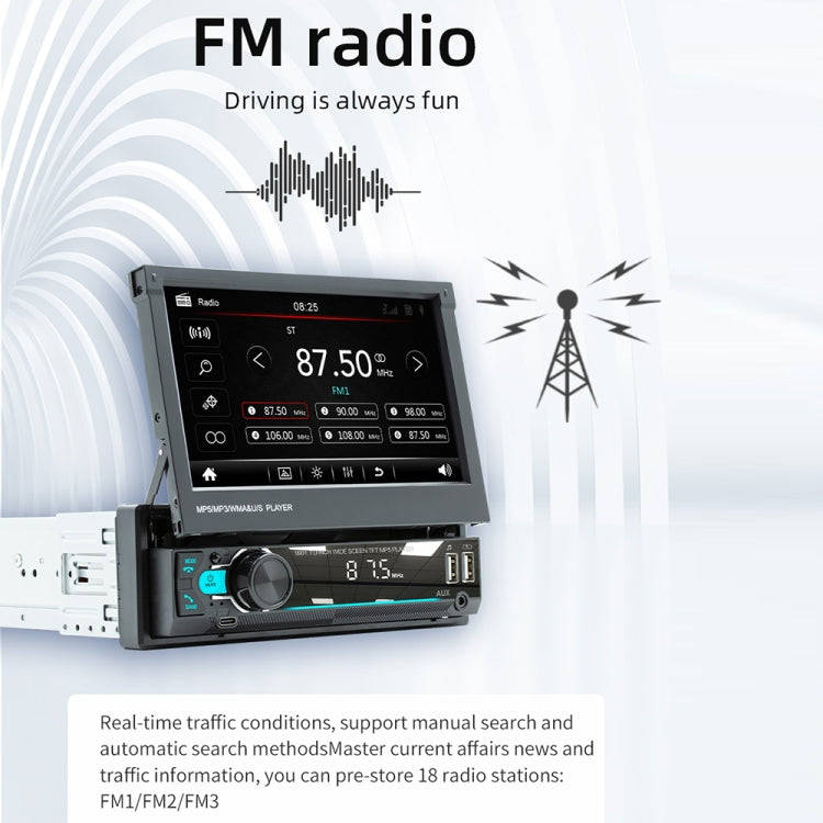 9901 7 inch Car  Retractable MP5 Player Supports FM & Mobile Phone Internet