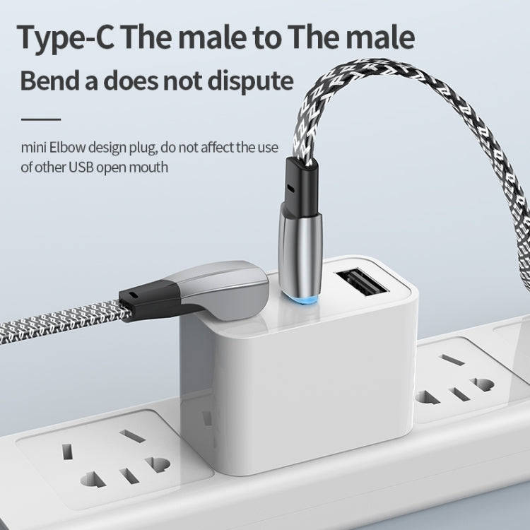 3A USB-C/Type-C to USB-C/Type-C Elbow Fast Charge Data Cable, Length:2m(Grey)