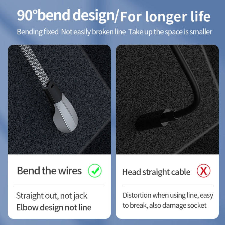 3A USB-C/Type-C to USB-C/Type-C Elbow Fast Charge Data Cable, Length:2m(Grey)