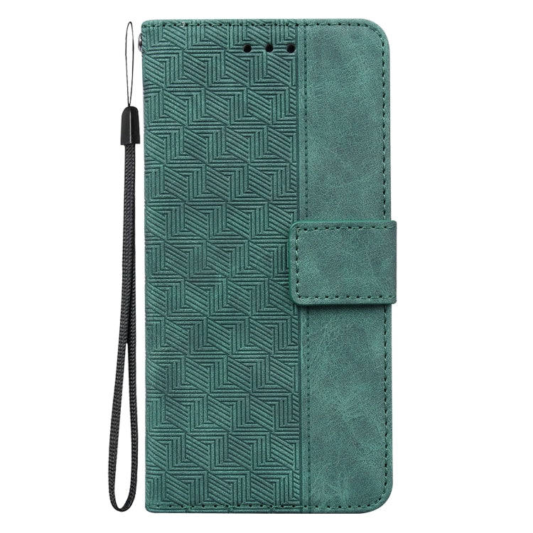 For Asus Zenfone 9 Geometric Embossed Flip Leather Phone Case(Green)