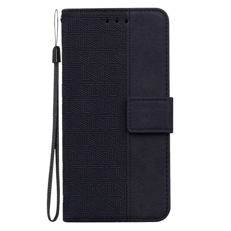 For Asus Zenfone 9 Geometric Embossed Flip Leather Phone Case(Black)