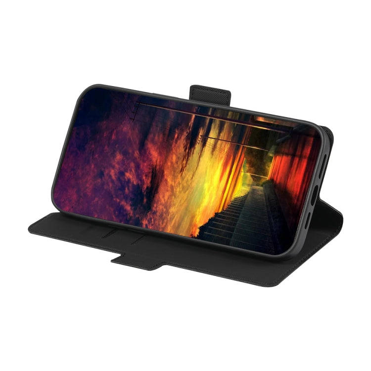 For Sharp Aquos Sense7 Twill Texture Side Button Leather Phone Case(Black)