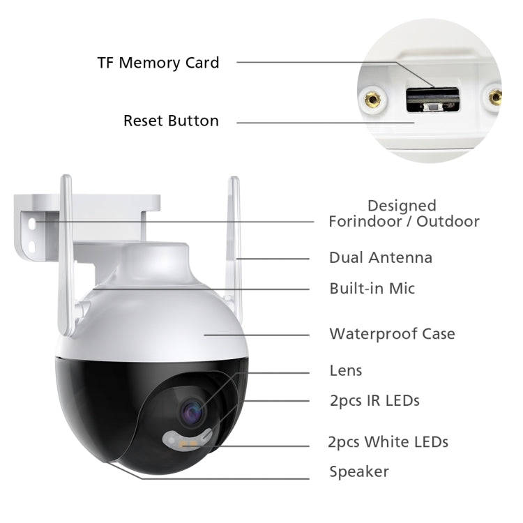 A18 8MP HD Wireless WiFi Smart Surveillance Camera, Specification:EU Plug