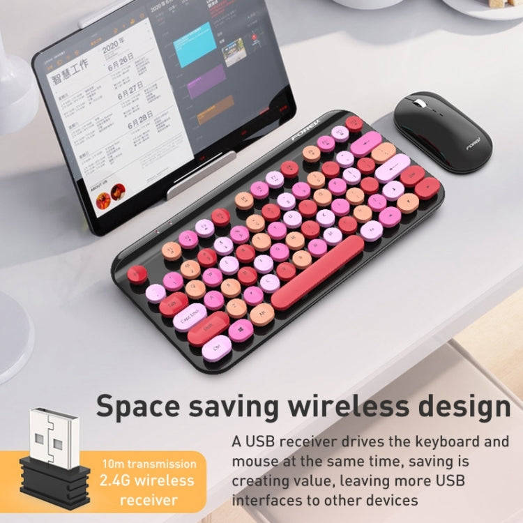 FOREV FFVWI9 Mixed Color Portable 2.4G Wireless Keyboard Mouse Set(Red)