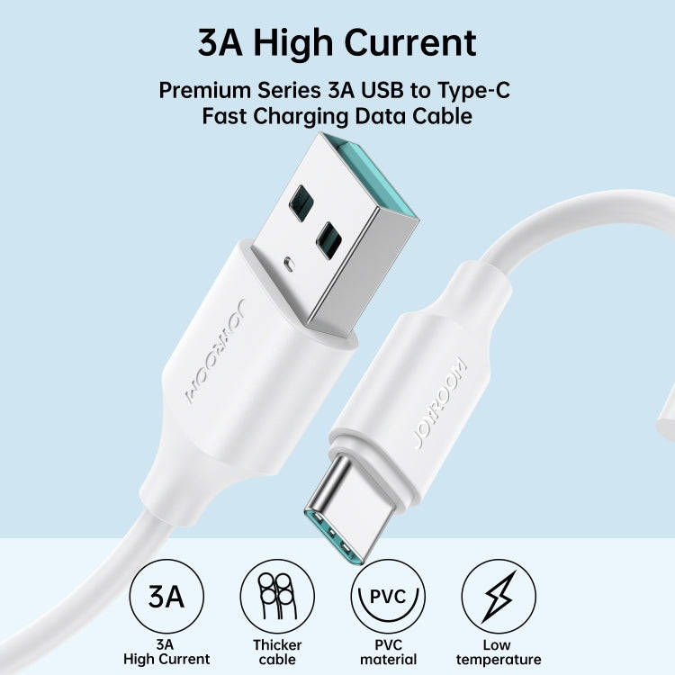 JOYROOM S-UC027A9 3A USB to USB-C/Type-C Fast Charging Data Cable, Length:0.25m(White)