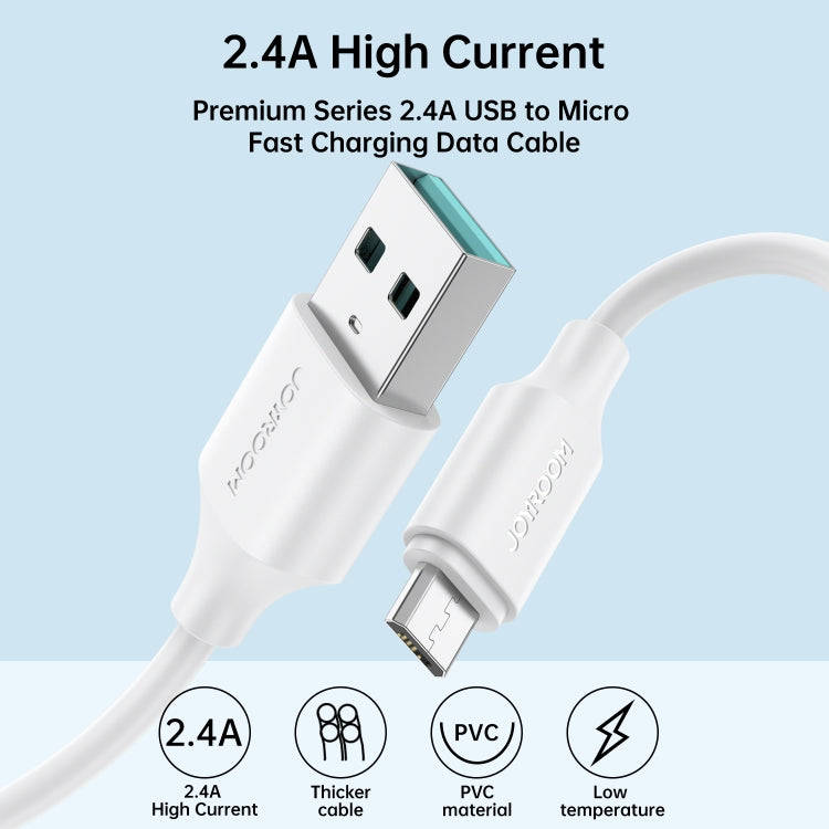 JOYROOM S-UM018A9 2.4A USB to Micro USB Fast Charging Data Cable, Length:1m(White)