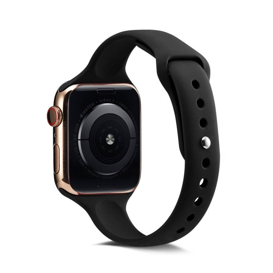 For Apple Watch 5/4 40mm & 3/2/1 38mm Thin Silicone Watch Band(Black)