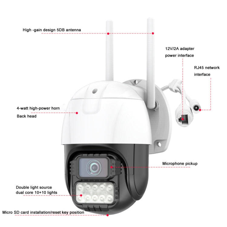 QX67 3MP Humanoid Recognition AI Alarm WiFi Dome IP Camera, AU Plug