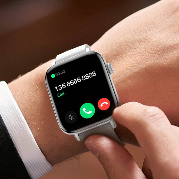 T49 1.9 inch HD Square Screen Smart Watch Supports Heart Rate Monitoring/Bluetooth Calling(Silver...