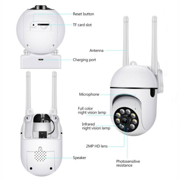 A7 1080P HD Wireless WiFi Smart Surveillance Camera Support Night Vision / Two Way Audio with 16G...