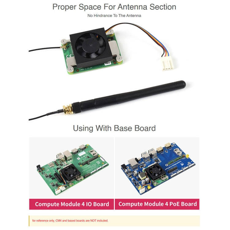 Waveshare Dedicated 3007 Cooling Fan for Raspberry Pi Compute Module 4 CM4, Power Supply:12V