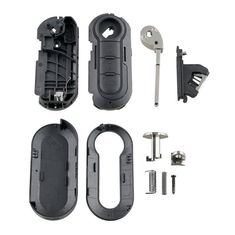 For Fiat 3 Button Folding Car Key Case Remote Control Shell SIP22, Style:White Switch Trunk Button