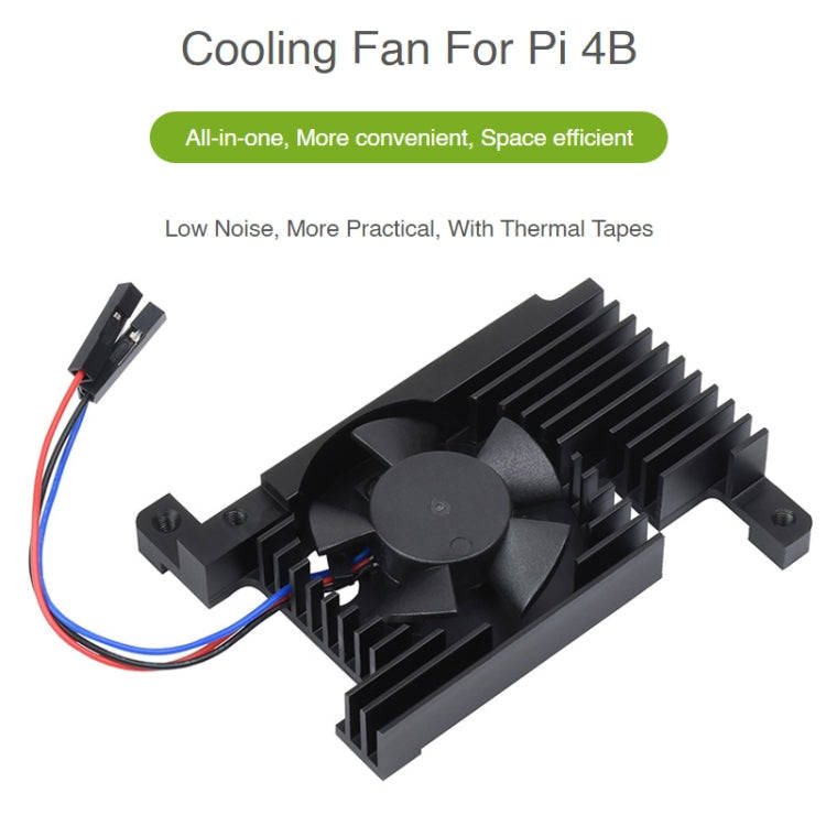 Waveshare Dedicated All-In-One Aluminum Alloy Cooling Fan For Raspberry Pi 4B
