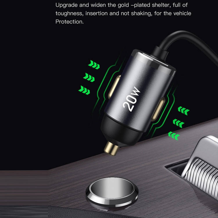 TOTUDESIGN 20W USB Car Fast Charging, Cable Length: 1.2m, Interface:8 Pin(Grey)