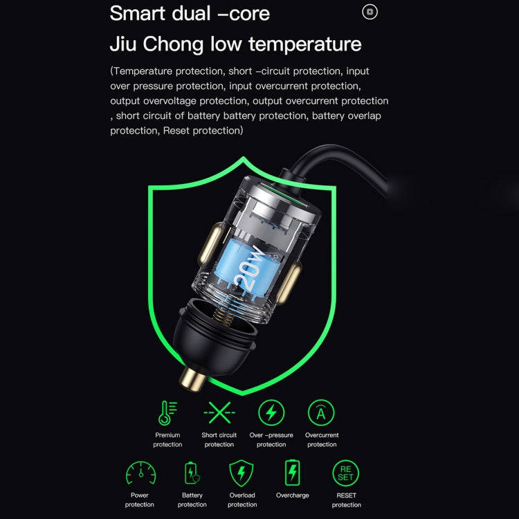 TOTUDESIGN 20W USB Car Fast Charging, Cable Length: 1.2m, Interface:8 Pin(Grey)