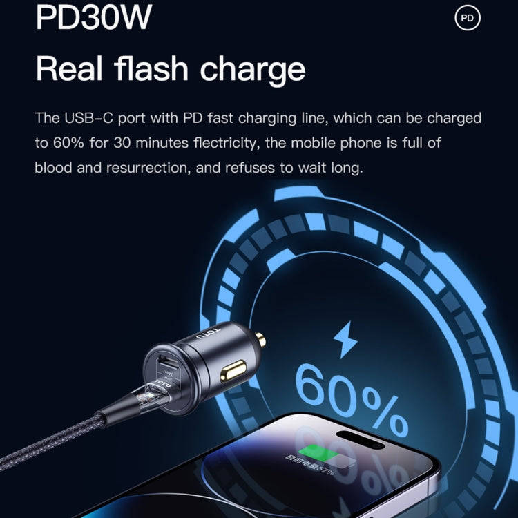 TOTUDESIGN 30W Car Fast Charging, Interface:USB-A + USB-C / Type-C