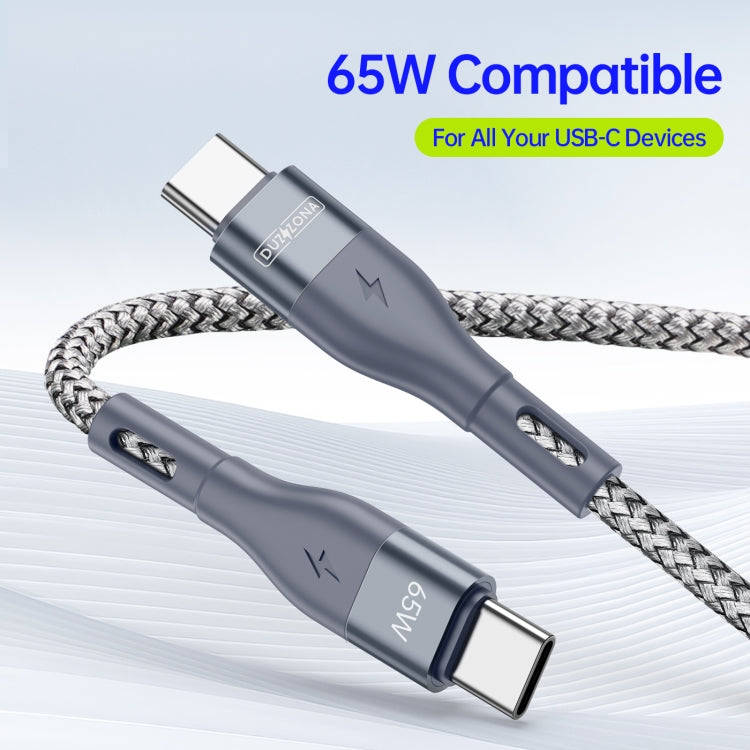 DUZZONA A2 PD 65W USB-C / Type-C to Type-C Fast Charging Data Cable, Length: 1m(Grey)
