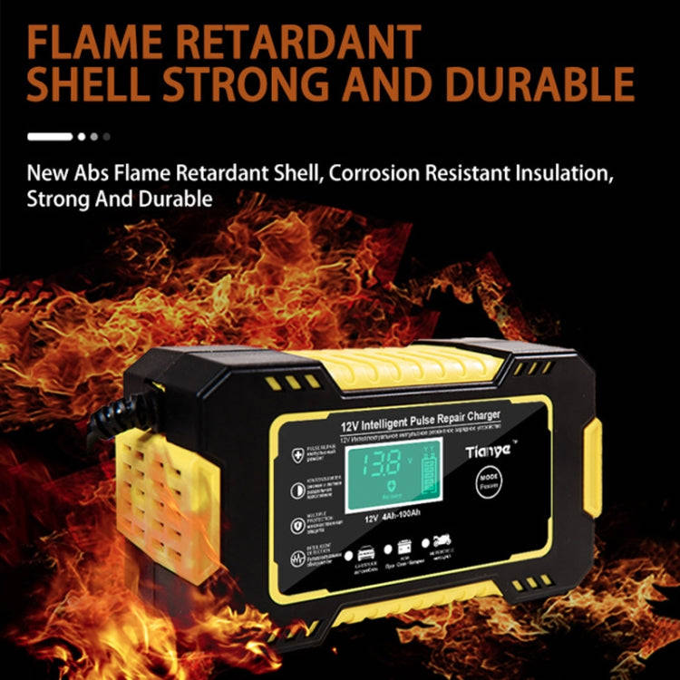 Motorcycle / Car Battery Smart Charger with LCD Creen, Plug Type:EU Plug(Yellow)
