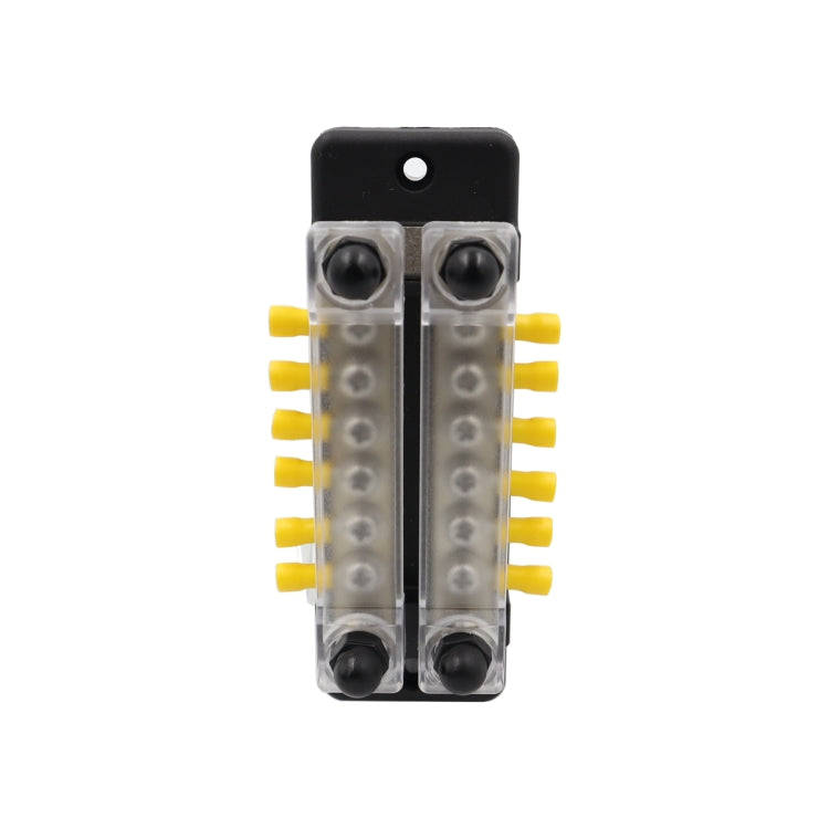 CP-3024 150A 12-48V RV Yacht Double-row 6-way Busbar with 16pcs Terminals(Black)