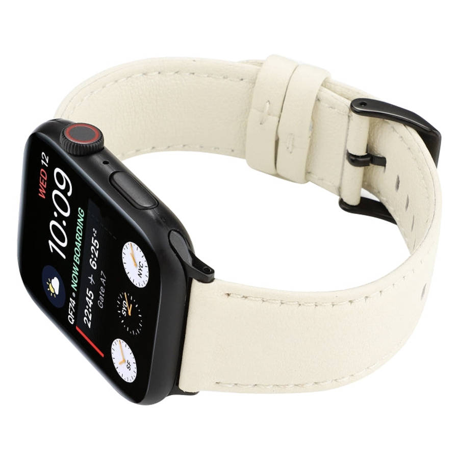 For Apple Watch Series 7 45mm / 6 & SE & 5 & 4 44mm / 3 & 2 & 1 42mm Cowhide Texture Leather Watc...