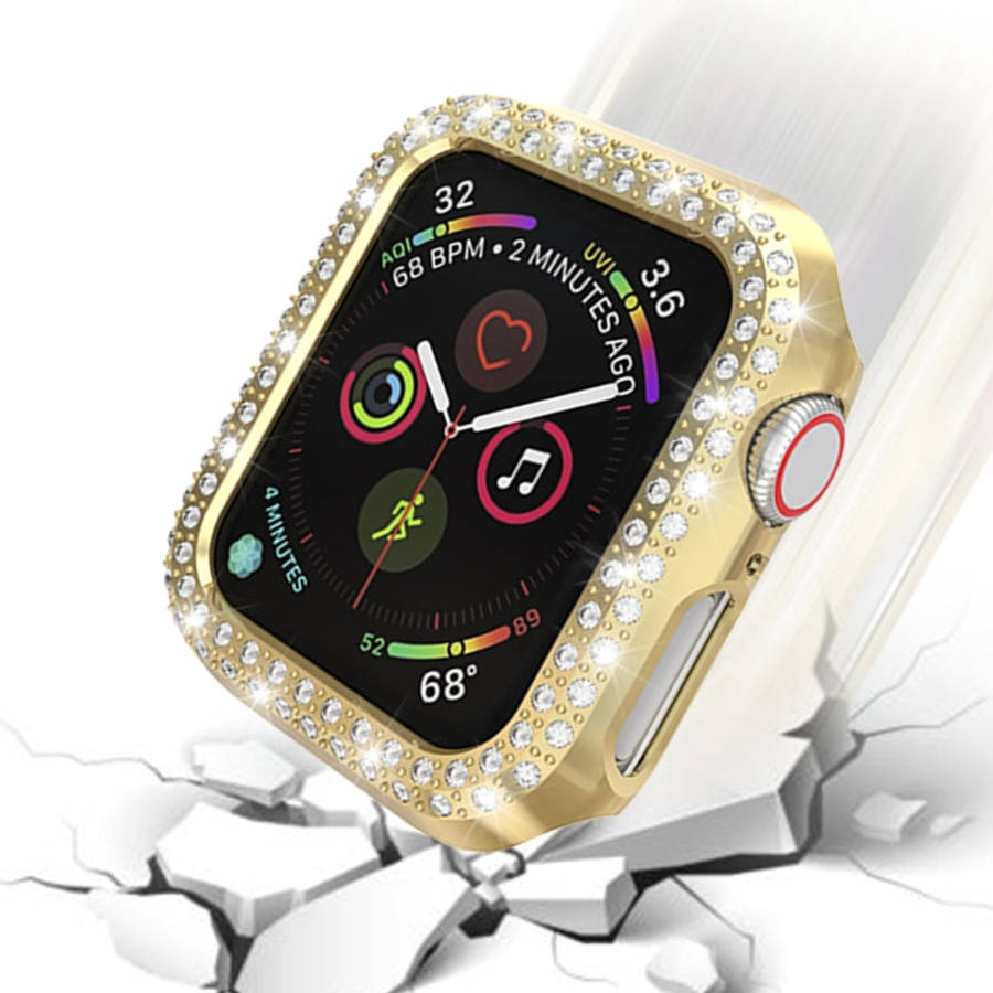 For Apple Watch Series 6 / 5 / 4 / SE 2025 / 2023 / 2022 40mm Double Row Diamonds PC Protective C...