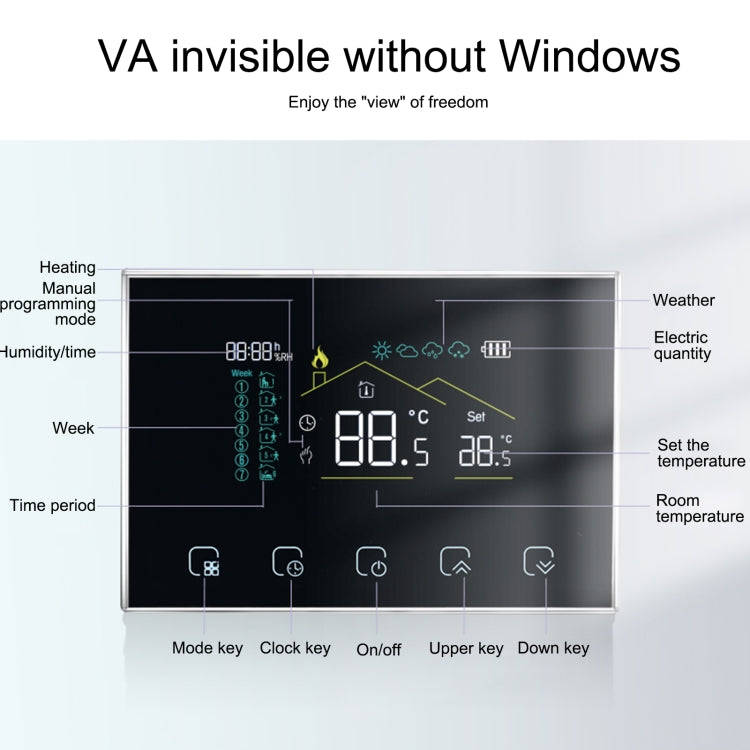 BHT-8000RF-VA- GACW Wireless Smart LED Screen Thermostat With WiFi, Specification:Water / Boiler ...