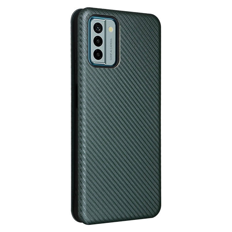 For Nokia G22 Carbon Fiber Texture Flip Leather Phone Case(Green)