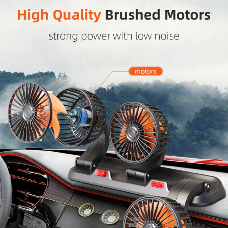 F4310 360-Degree Rotating Adjustable Car Three-Head Fan, Style:12V Cigarette Lighter
