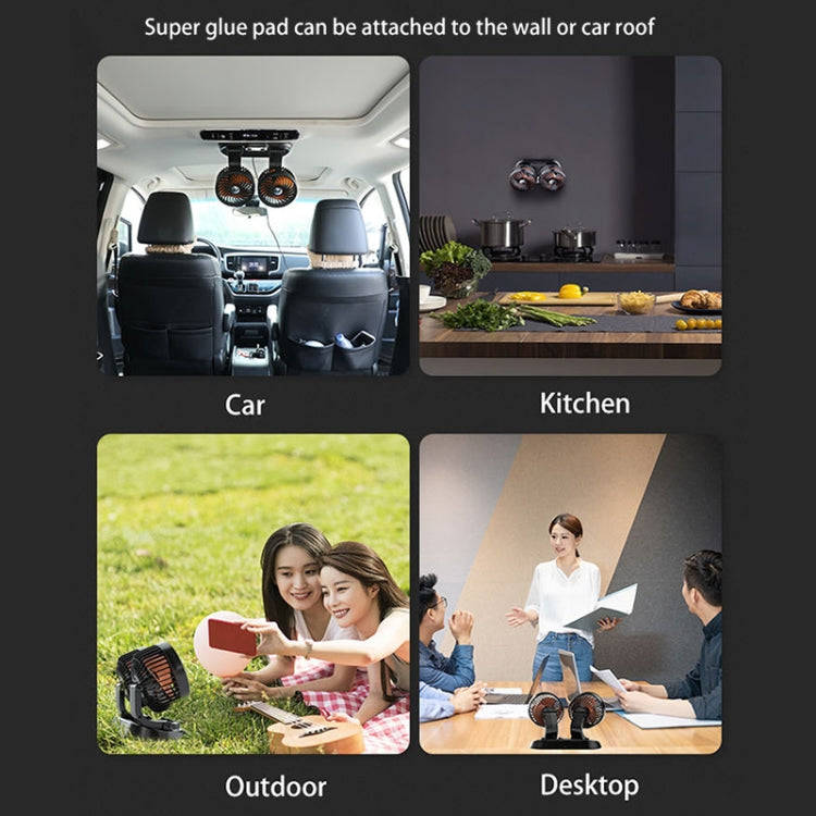 F622 Car Creative Folding Rotatable Double Head Electric Cooling Fan, Style:USB Universal