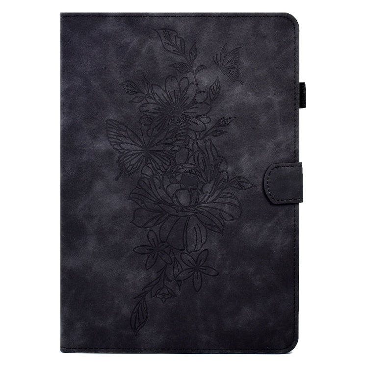 For Lenovo Tab P11 Pro Gen 2 Peony Butterfly Embossed Leather Tablet Case(Black)
