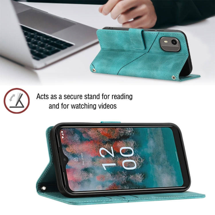 For Nokia C12 Skin-feel Embossed Leather Phone Case(Green)