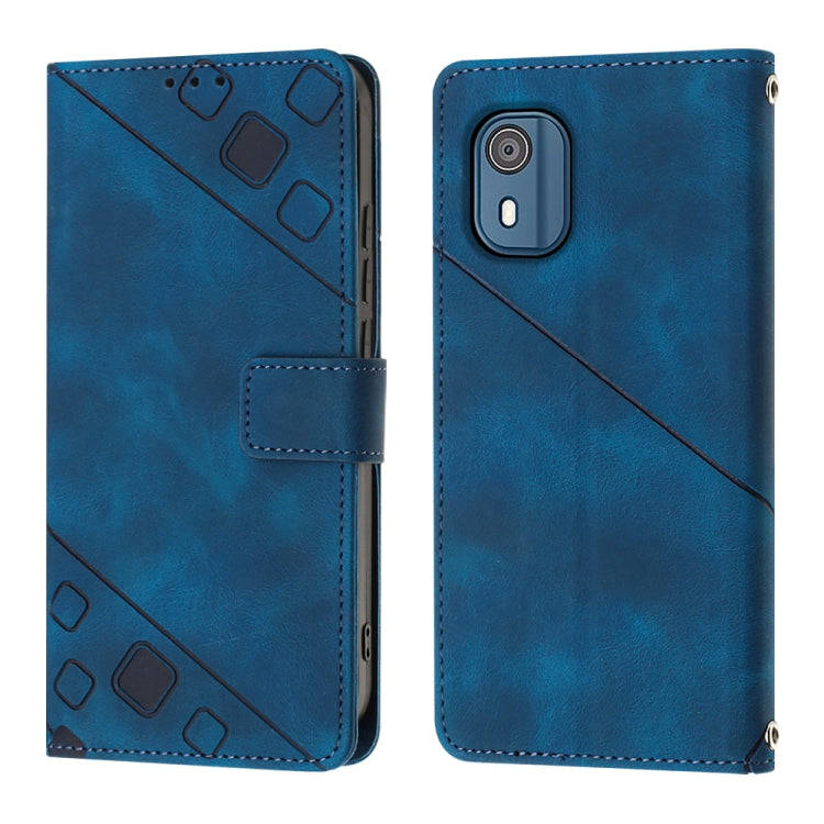 For Nokia C02 Skin-feel Embossed Leather Phone Case(Blue)