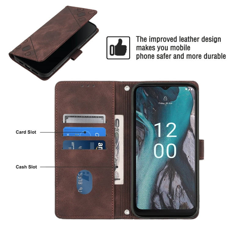 For Nokia C22 Skin-feel Embossed Leather Phone Case(Brown)