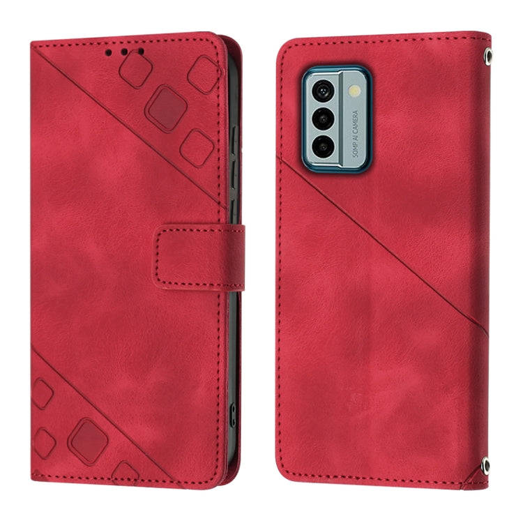 For Nokia G22 Skin-feel Embossed Leather Phone Case(Red)