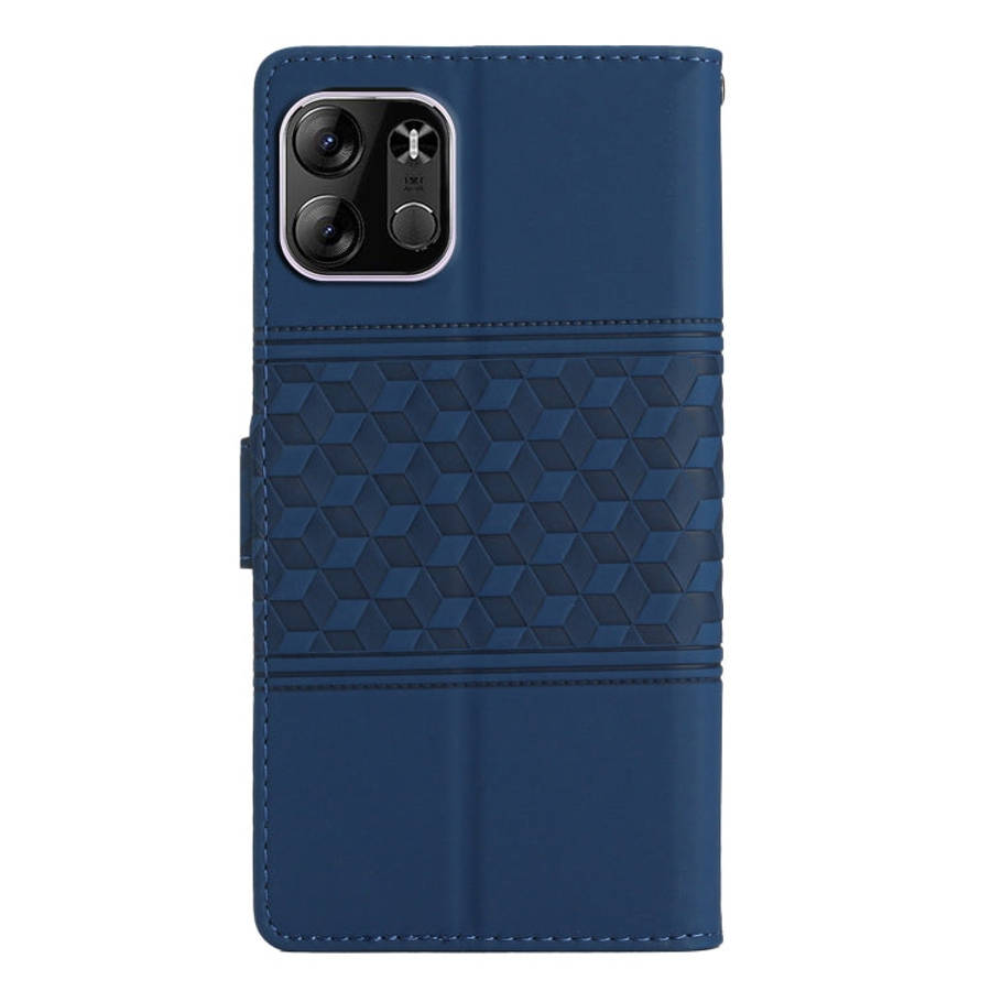 For Tecno Spark Go 2023 Diamond Embossed Skin Feel Leather Phone Case with Lanyard(Dark Blue)