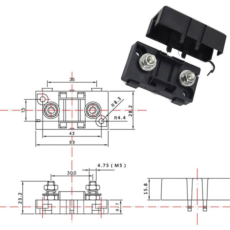 4 in 1 ANS-H Car Fuse Holder Fuse Box, Current:120A