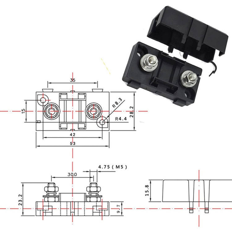6 in 1 ANS Car Fuse Holder Fuse Box, Current:60A & 80A & 100A
