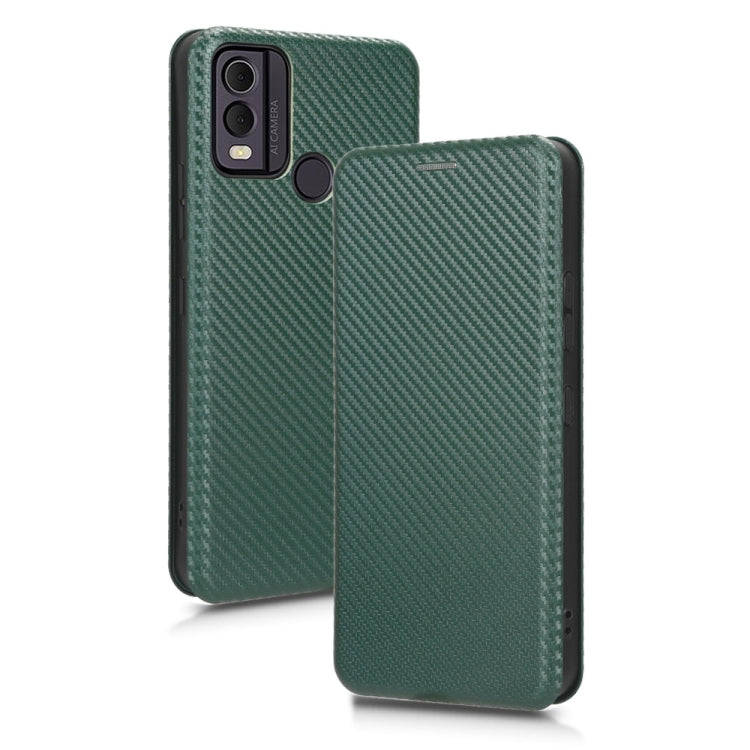 For Nokia C22 Carbon Fiber Texture Flip Leather Phone Case(Green)